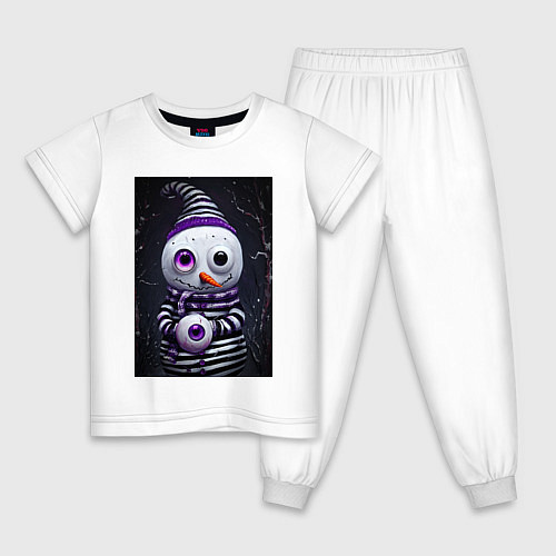 Детская пижама Полосатый снеговик / Белый – фото 1