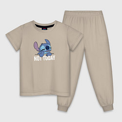 Пижама хлопковая детская Not today Stitch, цвет: миндальный