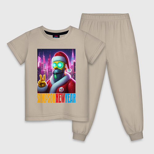 Детская пижама Simpson new year - fantasy / Миндальный – фото 1