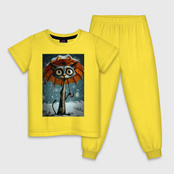 Детская пижама Уличный кот под мокром снегом