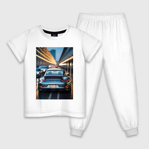 Детская пижама Porsche 911 в городе / Белый – фото 1