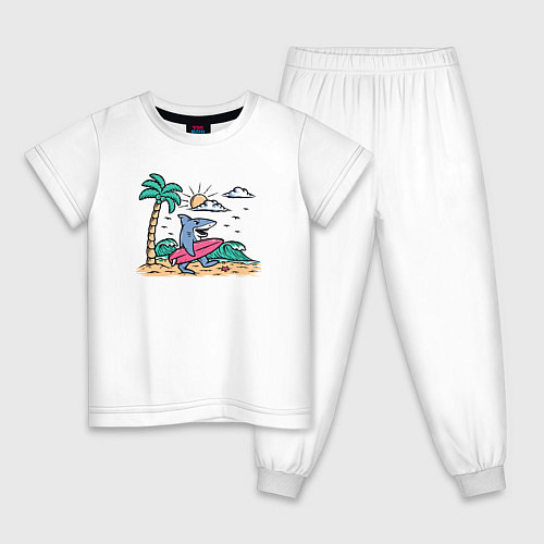 Детская пижама Акула серфер / Белый – фото 1