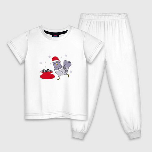 Детская пижама Голубь и мешок семечек / Белый – фото 1