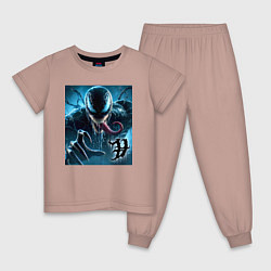Пижама хлопковая детская Ужасный Веном - нейроарт фантазия, цвет: пыльно-розовый
