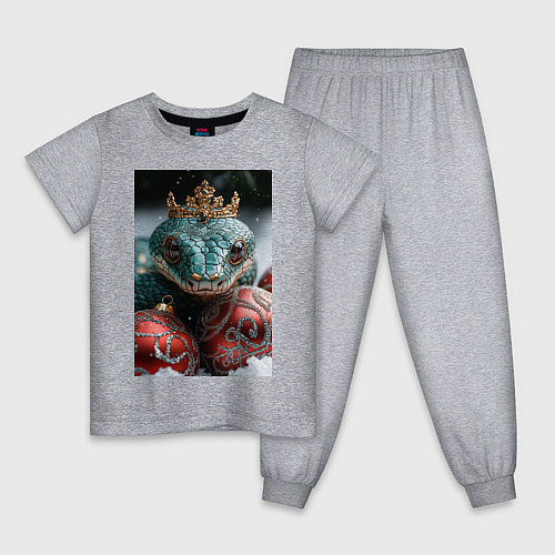 Детская пижама Новогодняя змея королева / Меланж – фото 1