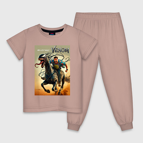 Детская пижама Eddie rides a symbiote horse - Venom 3 / Пыльно-розовый – фото 1