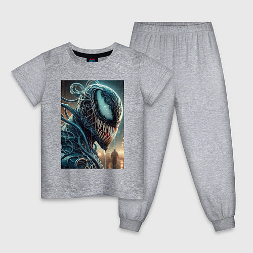 Детская пижама Веном в профиль - нейроарт фантазия / Меланж – фото 1
