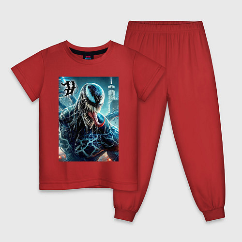 Детская пижама Venom in New York city - ai art fantasy / Красный – фото 1