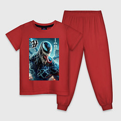 Пижама хлопковая детская Venom in New York city - ai art fantasy, цвет: красный