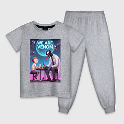 Пижама хлопковая детская Беседа Морти с Риком-Веномом - нейроарт фантазия, цвет: меланж