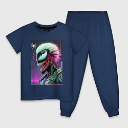Пижама хлопковая детская Ребрендинг ядовитой слизи в киберпанк, цвет: тёмно-синий