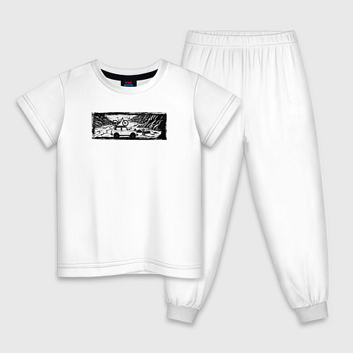 Детская пижама Внедорожник, велосипед и тропы / Белый – фото 1