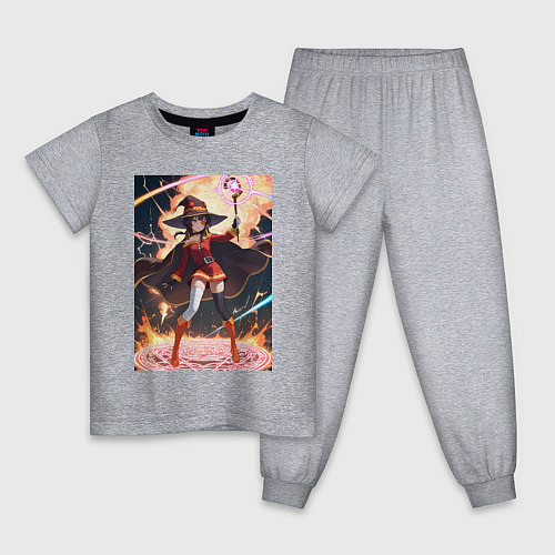 Детская пижама Мегумин колдует взрывную магию / Меланж – фото 1