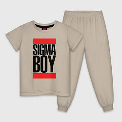 Пижама хлопковая детская Sigma boy, цвет: миндальный