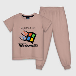 Пижама хлопковая детская Предназначен для windows 95, цвет: пыльно-розовый