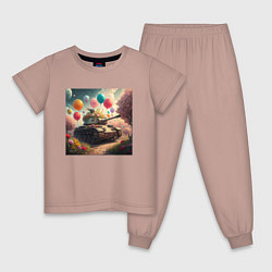 Пижама хлопковая детская Мужской праздник, цвет: пыльно-розовый