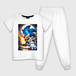 Пижама хлопковая детская Соник супер удар, цвет: белый