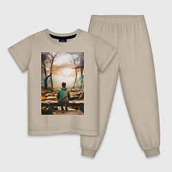 Детская пижама Мальчик на скамейке