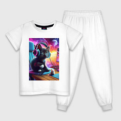 Детская пижама Котёнок в наушниках и мышка