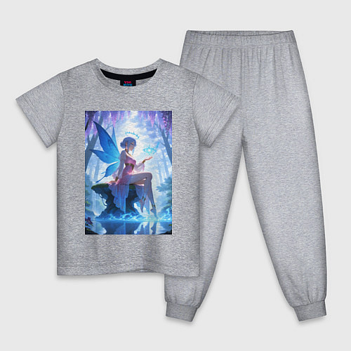 Детская пижама Прекрасная фея посреди лесного пруда / Меланж – фото 1