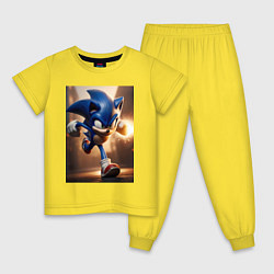 Пижама хлопковая детская Бегущий Соник, цвет: желтый
