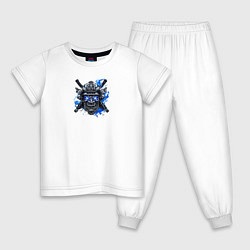 Детская пижама Маска самурая с синим пламенем