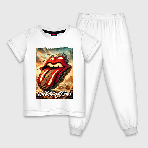 Детская пижама Rolling Stones - logo transformation / Белый – фото 1