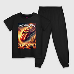 Пижама хлопковая детская Logo of the Rollings Stones, цвет: черный