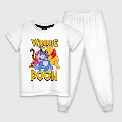 Пижама хлопковая детская Winnie Pooh hugs, цвет: белый