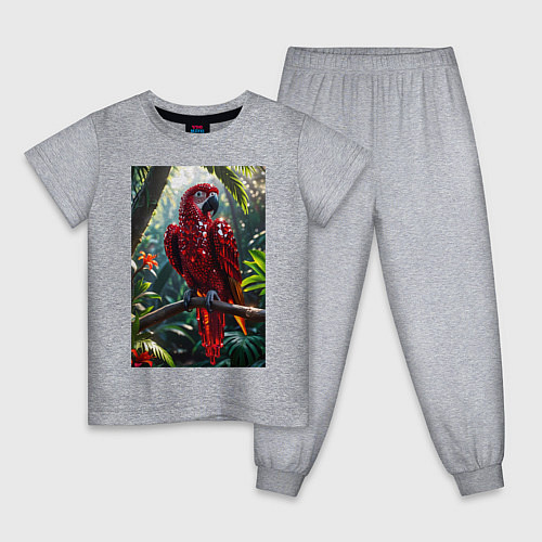 Детская пижама Попугай из драгоценных камней / Меланж – фото 1