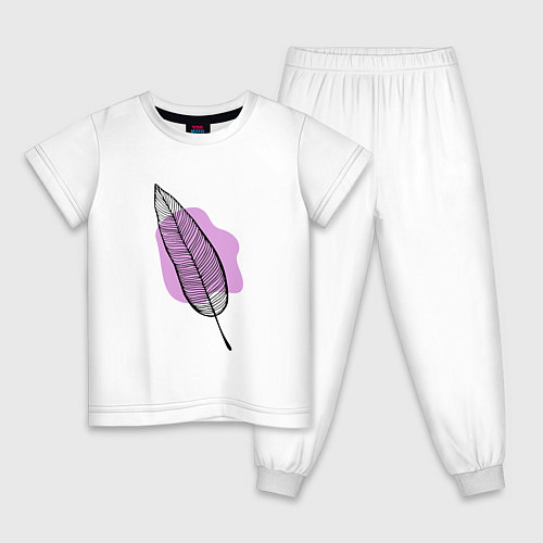 Детская пижама Контуры листа на сливовом / Белый – фото 1
