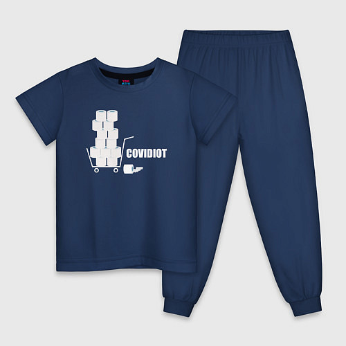 Детская пижама Ковид идиот / Тёмно-синий – фото 1