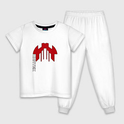 Пижама хлопковая детская Cortex красный чёрная обводка, цвет: белый