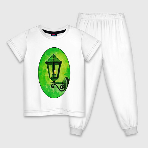 Детская пижама Зелёный уличный фонарь / Белый – фото 1