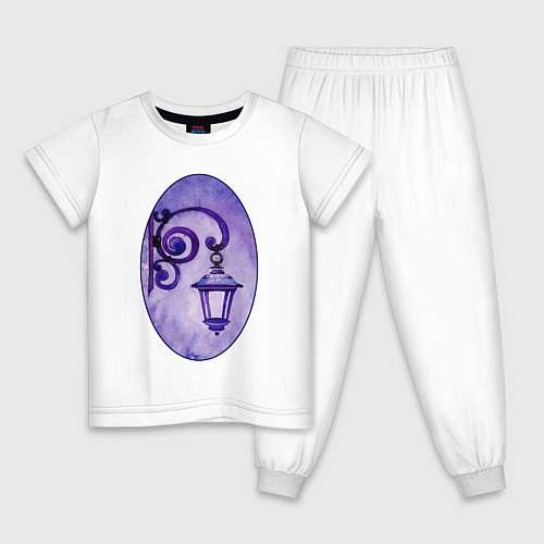 Детская пижама Фиолетовый уличный фонарь / Белый – фото 1