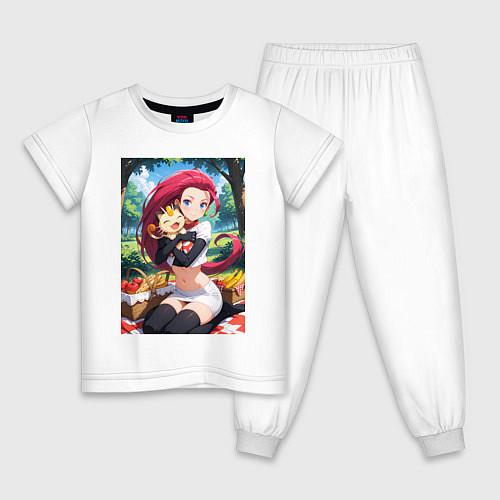 Детская пижама Джесси и Мяут на пикнике / Белый – фото 1