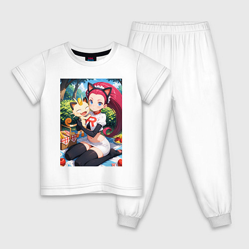 Детская пижама Джесси и Мяут на пикнике / Белый – фото 1