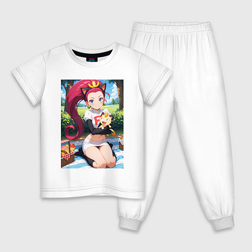 Детская пижама Джесси и Мяут на пикнике / Белый – фото 1