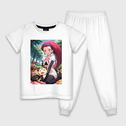 Детская пижама Джесси и Мяут на пикнике / Белый – фото 1