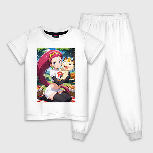 Детская пижама Джесси и Мяут на пикнике / Белый – фото 1