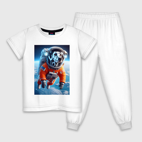 Детская пижама Далматинец бравый космонавт - нейроарт фантазия / Белый – фото 1
