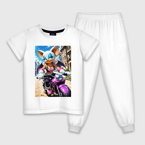Детская пижама Руж из Somic едет на мотоцикле / Белый – фото 1