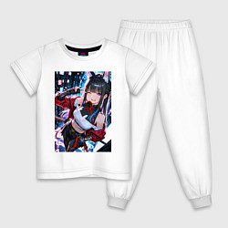 Пижама хлопковая детская Озорная кошка-ниндзя, цвет: белый