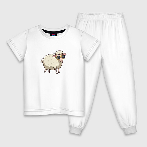 Детская пижама Забавная овечка в солнечных очках / Белый – фото 1