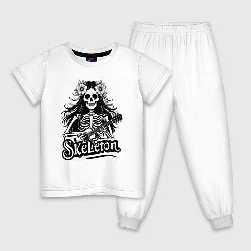 Детская пижама Скелет хиппи / Белый – фото 1