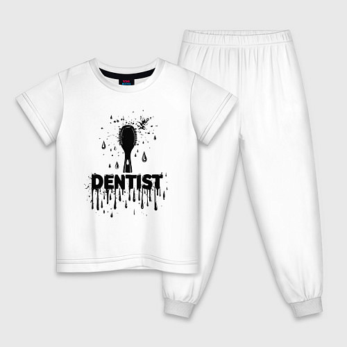 Детская пижама Стоматолог зубная щетка / Белый – фото 1
