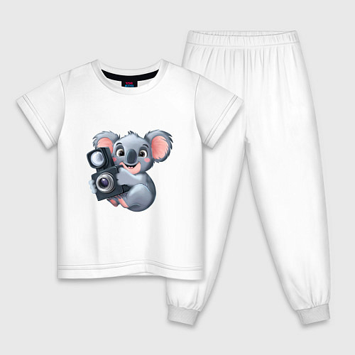 Детская пижама Коала фотограф / Белый – фото 1