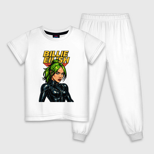 Детская пижама Билли Айлиш в стиле комикса / Белый – фото 1