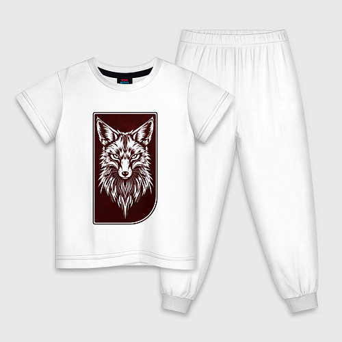 Детская пижама Лис на багровом фоне / Белый – фото 1