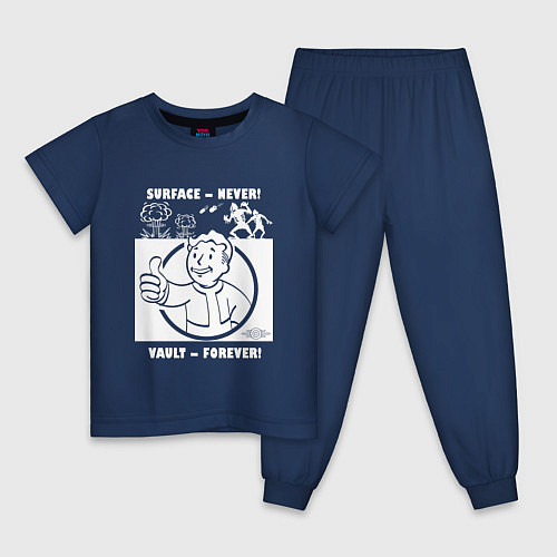 Детская пижама Поверхность никогда - убежище навсегда / Тёмно-синий – фото 1
